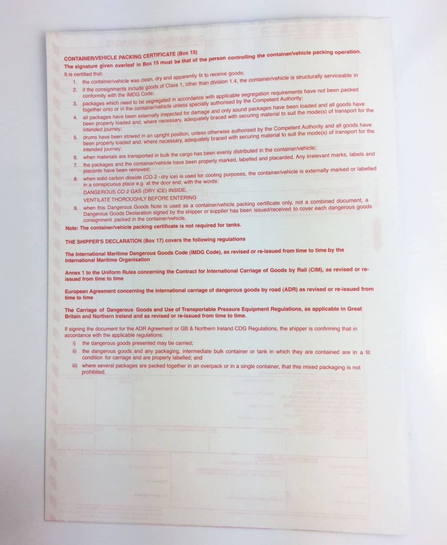 Dgn Note SITPRO DGNs - Dangerous Goods Shipping Note | Buy Online