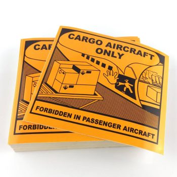 CAO labels cargo labels, cargo aircraft only labels. single cut. iata