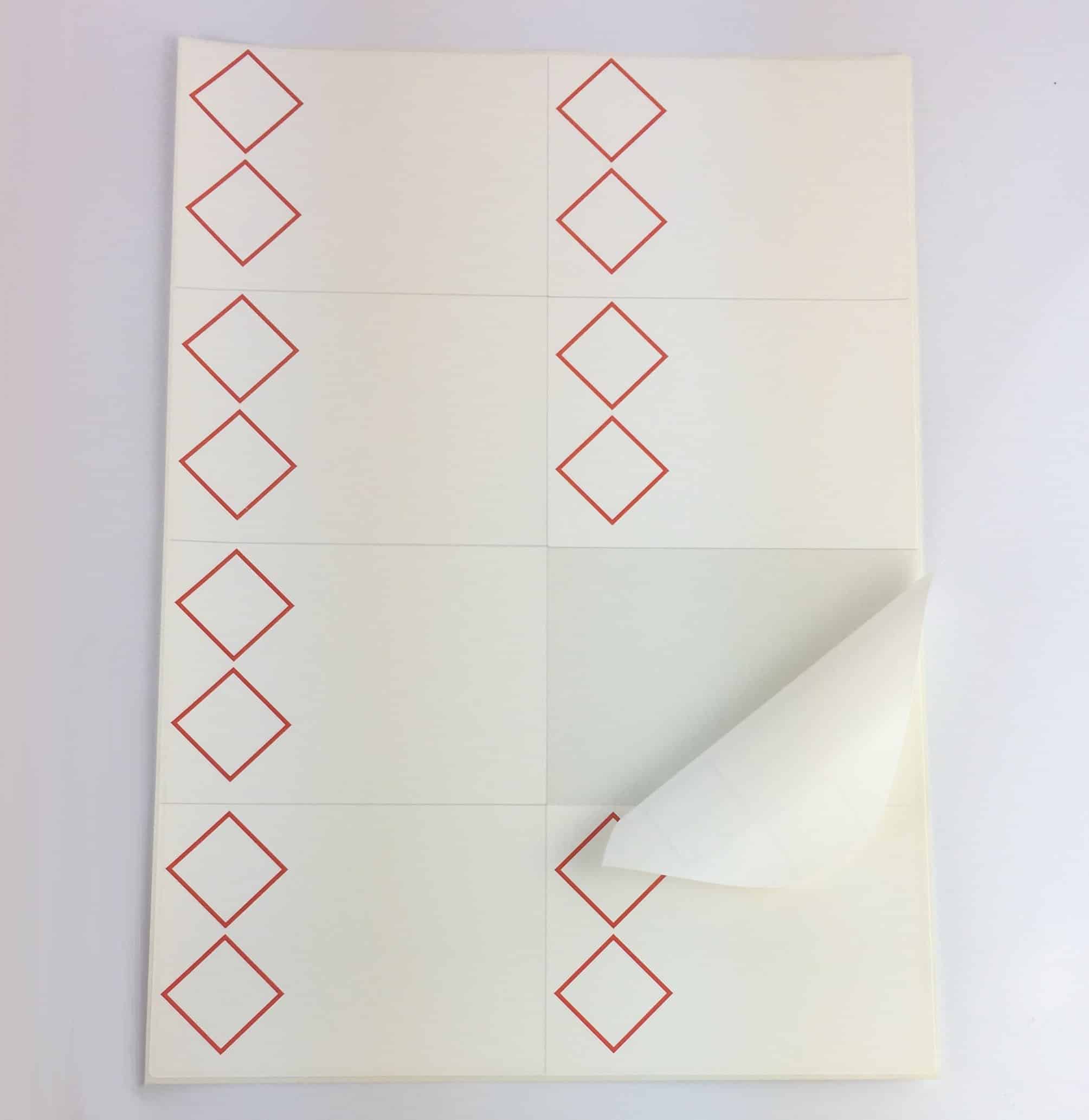 GHS Laser Sheet Labels - Waterproof. Blank with 2 Pictograms. A7 (74x105mm)