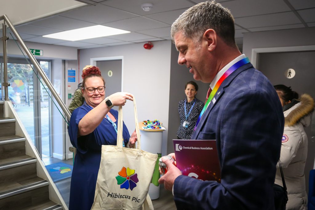 lisa of hibiscus with tim dogget at cbs responsible care day hibsicus