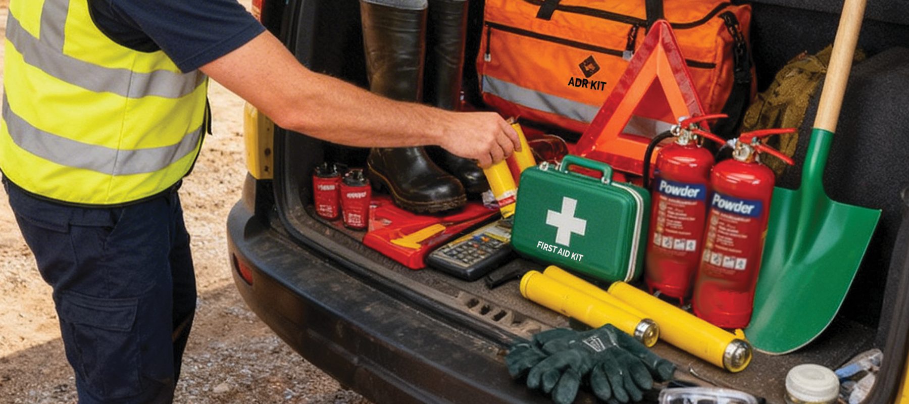 Does this driver have all necessary and compliant gear in his vehicle?